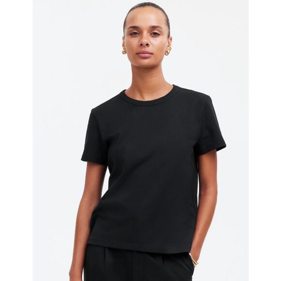Madewell The Cotton Perfect Crewneck Tee WMNS S Black Short Sleeve Allday Jersey - Picture 1 of 8